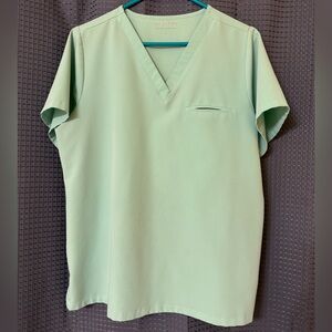 Mandala Mint Green V-Neck Scrub Top